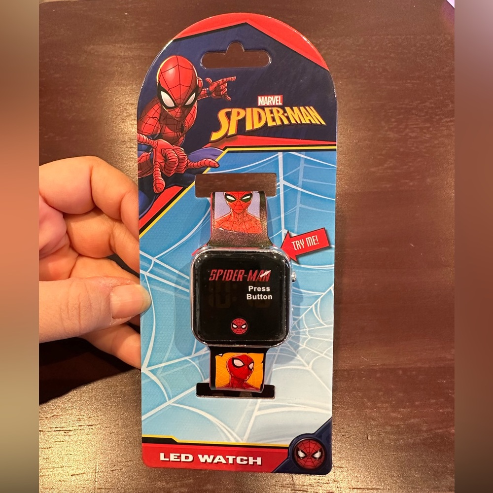 Marvel Spider-Man Kid's LED Watch Spider-Man Band Light Up Push Button Time!
